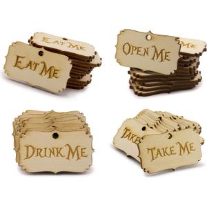 Summer-Ray 80pcs Alice in The Wonderland Wooden Party Favor Tags (Mixed Lot)