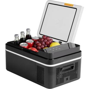 OLIXIS Portable Car Refrigerator, 21QT Single-Zone Electric Cooler for Vehicles, -4-68 Freezer Smart Control via Bluetooth with Car Battery Protection, Child Lock, 12/24V DC & 100-240V AC Powered