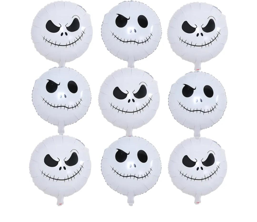 Halloween Skull Balloons Set, 18 Inch White Smiley Face Skull Kit for Kids Horror Before Day of the Dead Trick or Treat Christmas Party Decorations Supplies, 36 Pcs