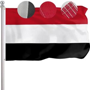 Yemen Yemeni Flag Outdoor 3x5 Ft, Double Sided 210D Nylon Yemeni National Flags, Sewn Stripes 4 Rows Stitching Yemen Country Flag with Brass Grommets for Outside