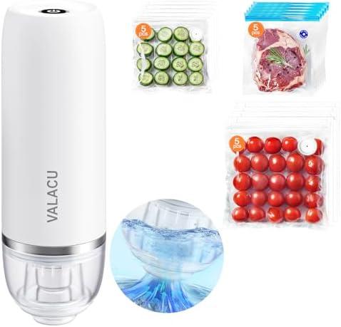 Vacuum Sealer for Sealing Food, Handheld Vacuum Pump Comes with 15 Small Vacuum Seal Bags for Clothing,Travel Vacuum Storage Bags with Electric Pump Suitable for Food, Baby Clothes and Toiletries