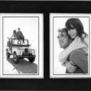 Malden 673-35SD Double 3.5x5 Picture Frame - Wide Real Wood Molding, Real Glass - Black