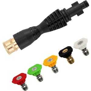 PWACCS Pressure Washer Gun Adapter Kit  Power Washer Gun Fittings with 1/4" Quick Connect Socket  5 Spray Nozzles Include  Compatible with Ryobi, Powerclean, Portland and Husky