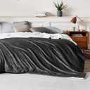 Bedsure GentleSoft Sherpa Fleece Blankets King Size for Bed, Non-Heated, Thick and Warm Throw for Women and Men, Soft Fuzzy Plush King Blanket for Winter, Charcoal, 108x90 Inches
