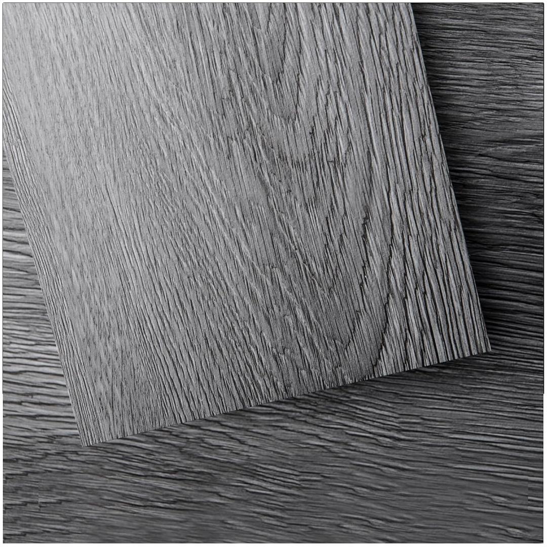 Art3d Peel and Stick Floor Tile Vinyl Wood Plank 36-Pack 54 Sq.Ft, Deep Gray, Rigid Surface Hard Core Easy DIY Self-Adhesive Flooring, 36 X 6 X 0.1 Inches