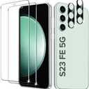 iVoler 2 Pack Tempered Glass for Samsung Galaxy S23 FE 5G 6.4'' Screen Protector with Camera Lens Protector, Anti-Scratch Case Friendly Clear HD Film