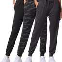 Real Essentials 3 Pack: Women's Ultra-Soft Lounge Joggers Sweatpants Athletic Yoga Pants with Pockets, (Medium)
