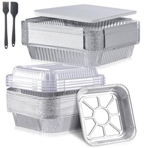 40 Pack Disposable Aluminum Pans with Lids Combo Set-9x9 (20pc) & 8x8(20pc) Square Aluminum Foil Pans,For Meal Prep,Food Cooking,Roasting,Heating. (40 Pack W/Lids)