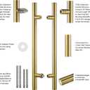 TOGU TG-6012 18 inches Solid Standoffs Heavy-Duty Commercial Grade-304 Stainless Steel Push Pull Door Handle/Barn Door Pull Handle/Glass Pulls, Satin Gold Finish