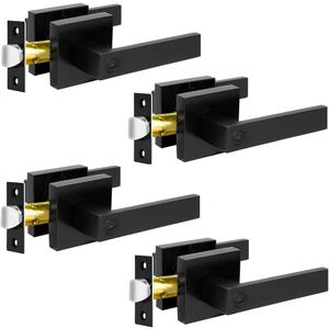 KAMOTA Privacy Door Levers, 4 Pack Matte Black Door Handles Bed and Bath Door Locks Interior Keyless Locksets, Left and Right Hand Reversible