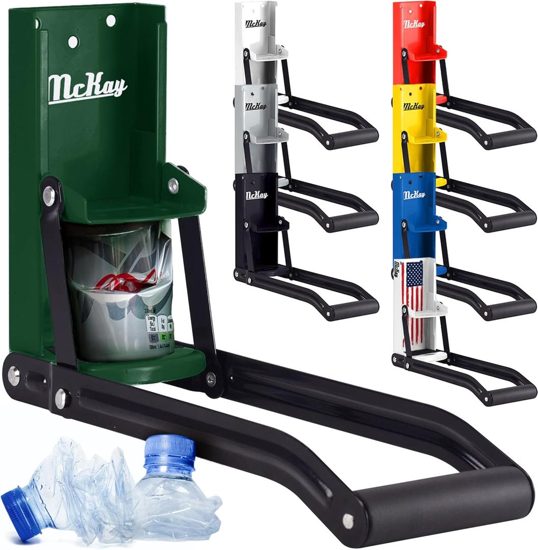McKay 16 Oz. and 12 Oz. Metal Can Crusher, Heavy-Duty Wall-Mounted Smasher for Aluminum Seltzer, Soda, Beer Cans and Bottles for Recycling - Hunter Green