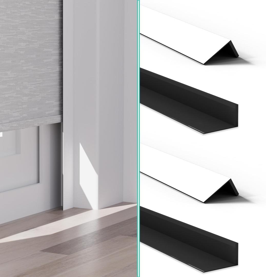 100% Blackout PVC Light Blocking Strips for Window Shades and Blinds, Block Light Along The Sides of Blackout Blinds, Easy to Install. (White 58" 4pc), 1.6 inches x 58 inches