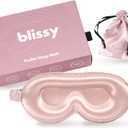 Blissy Silk Sleep Mask Profile - 100% Pure Mulberry Silk 22 Momme 6A Fibers Silk Eye Sleeping Mask for Women & Men for Total Blackout - Blindfold Silk Sleep Mask Side Sleeper Eye Cover (Pink)
