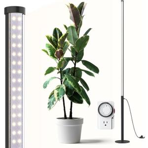 Barrina T10 Pro Standing Grow Light with Timer, 42W, 5000K, Full Spectrum Vertical Tall Grow Lights for Indoor Plants, Wide Coverage, 4FT to 5.6FT Height with Foot Switch, for Flower and Tall Plants (4-5.6FT Adjustable)