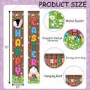 Happy Easter Banner Porch Sign Holiday Decorations Hanging Welcome Banners, Eggs Bunny Sign Spring Door Decoration for Party Home Outdoor Indoor Front Doors (Easter 2)
