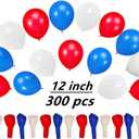 300 Pack Red White and Blue Balloons 100 of each of the 3 colors 12 inch Red White Blue Party Balloon Bulk for Various Party Events Decorations