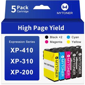 Remanufactured for Epson 200 Ink Cartridges Combo Pack Replacement for 200 XL Ink Cartridge for Printer Expression XP-200 XP-300 XP-310 XP-400 XP-410 Workforce WF-2520 WF-2530 (5 Pack)