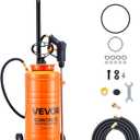VEVOR Industrial Concrete Sprayer with Wheeled Cart, 3.5 Gallon Stainless Steel Sprayer, Heavy Duty Tri-Poxy Pump Sprayers, 20.5"Wand, 48" & 120"Hoses, 2 Brass Nozzles for Construction, Lawn & Garden