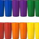 26-ounce Plastic Drinking Glasses Stackable Tumblers Water Cups Mixed Drinkware, set of 12 Mixed Color Reusable Shatter-resistant Dishwasher Safe