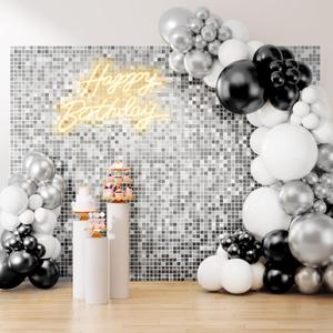 Silver Shimmer Wall Backdrop, 49pcs Sequin Panels
