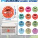 12pcs Grill Pellet Labels, 3.94x3.94 Inch Smoker Pellet Storage Tag Easy-to-Identify Pellet Bucket Label Stickers for Wood Pellet Storage Container Grill Accessories for Pellet Grills