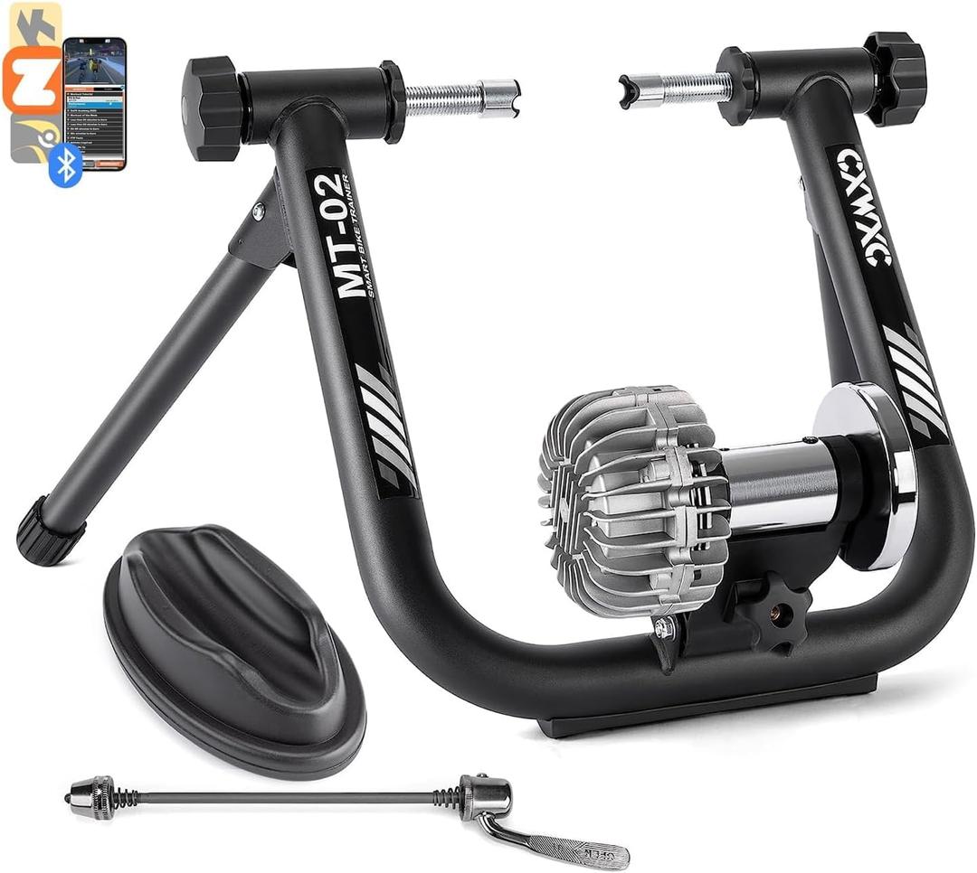 CXWXC Smart Bike Trainer - Fluid Bike Trainer Stand for 26-29 or 700c Wheel - Fluid Stationary Noise Reduction Bicycle Stationary Stand Compatible with Zwift App