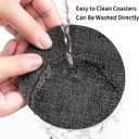 Drink Coasters, 12 Pcs with Holder, Dual Sided Non-Slip Washable Faux Leather Cup Coasters (Gray Beige)