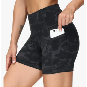 THE GYM PEOPLE Women's High Waist Workout Shorts Breathable Dolphin Split Elastic Lounge Yoga Shorts M