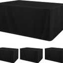 Obstal 4 Pack Black Tablecloth Fitted Table Clothes for 6 Foot Rectangle Tables - Water Resistant Washable Fabric Polyester Rectangle Table Cover for Outdoor/Indoor Uses, 72L x 30W x 30H Inches, Black