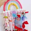 Rainbow Tassels Hair Bow Holder Hanging for Baby Girls, Hair Bow Organizer Headband Hair Accessories Organizer Storage Wall Hanging Decor for Toddler Girls Room