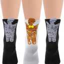 3 Pairs Cat Ball Socks, Cute Cat Socks with Balls 3D Novelty Cotton Animal Sock Funny Crew Sock for Women Girls