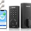 Philips Smart Lock, Smart Door Lock Built-in WiFi, App Remote Control, Keyless Entry Door Lock for Front Door, Deadbolt Lock Auto Lock, Support Alexa & Google, IP54 Waterproof, Black