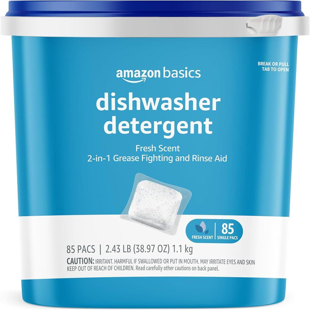 Amazon Basics Dishwasher Detergent Pacs, Fresh Scent, 85 Count 
