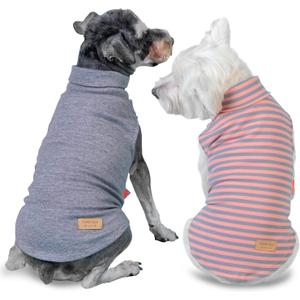 KYEESE 2Pack Dog Sweater Warm Dogs Clothes Stretchy Pets Clothes Soft Pets Coats Turtleneck Pet Sweatshirt Turtleneck Dog Sweaters for 