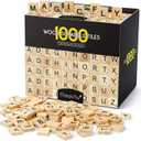 Magicfly 1000 Pcs Scrabble Tiles, Wooden Letter Tiles, A-Z Capital Letters for Crafts, Spelling,Scrabble Crossword Game