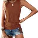 Womens Tank Tops 2 Pack Summer Tops Crew Neck Trendy Sleeveless Tops Cute Loose Fit Workout Casual Outfits 2026 (Orange, S)