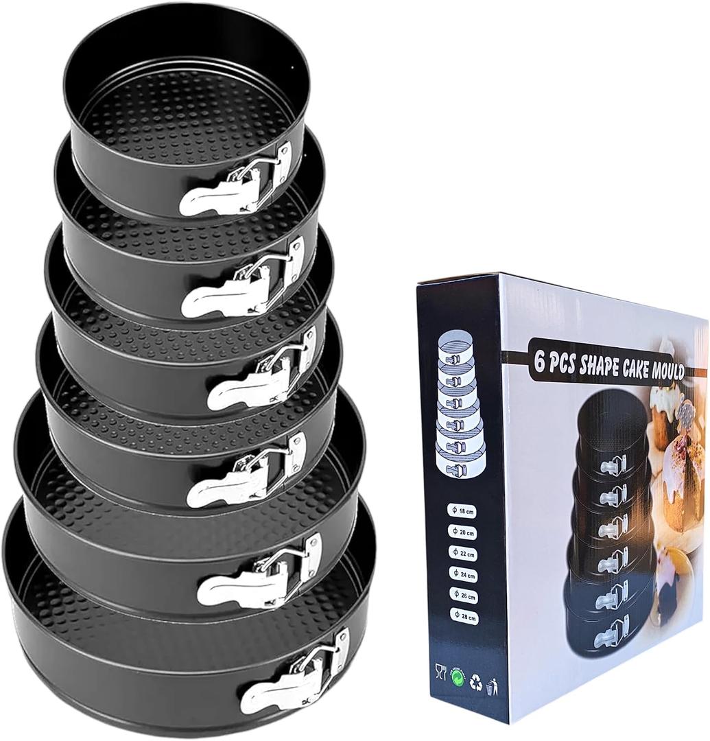 6 Pack Removable Springform Cake Pan, Round Nonstick Cheesecake Pan, Cake Pans Molds with Leakproof Bottom Removable for Baking Cheesecakes, Pie, Pizza and Quiches 7",8",9",9.5",10" ,11"
