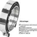 BLACKHORSE-RACING 4" Inch V Band Clamp with Stainless Steel Flange 4 Inch V Band Bolt Clamp with 2 Male Female Flanges for Turbo Pipe Performance Exhaust Sysformance Exhaust Pipes