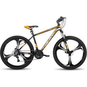 HH HILAND 26'' Mountain Bike, 3-Spokes, 21 Speeds Drivetrain, Aluminum Frame 26 Inch Wheels, Disc-Brake Bike for Men Women Men's MTB Bicycle Orange