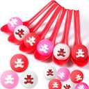 24 Pack Valentine's Day Spoon Relay Race Toy Set , Heart Ball and Spoon Race Game for Indoor Outdoor Office Party Supplies Favors(Red,Bear)