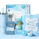 Birthday Gifts for Women Self Care Gifts Get Well Soon Gifts, Ocean Relaxing Spa Gifts Basket Care Package w/ Flannel Blanket 40 OZ Tumbler, Mothers Day Gifts for Mom Her Wife Girlfriends Sister Wife