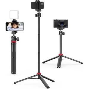 ULANZI MT-44 Extendable Phone Tripod, 59" Selfie Stick Vlog Stand with 2 in 1 Phone Clip, 360 Ball Head Camera Tripod for iPhone Sony DJI Osmo Nano Action Camera, Lightweight for Travel