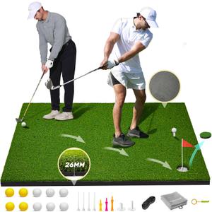 MyVoice Pro Thickened Golf Mat Set - 5x4ft | Premium Indoor/Outdoor Training for Precision Shots | Multiple Turf Options | High-Elastic, Non-Slip Base