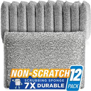 Kitchen Scrubbing Sponges - Heavy Duty Non-Scratch Scrubbing Cleaner Sponges in 1 Color - Multi-Surface Non-Metal Dish Scouring Scrubbers for Fast Cleaning. (12 Pack)