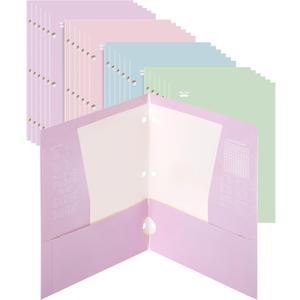 Mr. Pen- Pocket Folders Bulk, 4 Pocket, 24 Pack, Pastel Colors, Folders with Pockets 3 Hole Punched