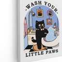 APJYM Wash Your Little Paws Funny Black Cat Wall Art for Kids Bathroom Decor, Cute Cat Kitten Print Poster Wall Decor for Bathroom Toilet Washroom, 11x14 Inch Framed