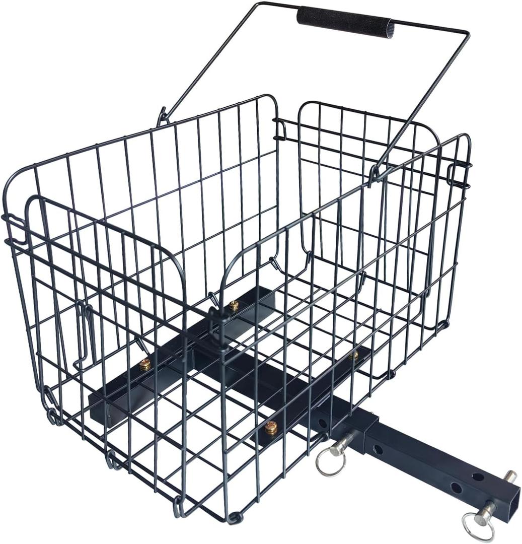 Mobility Scooter Rear Basket, Portable Foldable Metal Accessory Basket (Only Works with Scooters & Power Chairs Equipped with 1" x 1" Hitch Receiver) Mobility Scooter Rear Basket, Portable Foldable Metal Accessory Basket (Only Works with Scooters & Power Chairs Equipped with 1" x 1" Hitch Receiver)