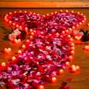 Coume 6000 Pcs Artificial Rose Petals with 72 Pcs Flameless LED Candles Romantic Decorations Fake Candles Happy Anniversary Decorations for Wedding Night(Red with Red Series Petal)