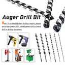 6Pcs 12-Inch Long Auger Drill Bit Set for Wood, 1/4"-7/8" Inch Hex Shank Ship Auger Drill Bit for Soft and Hard Wood, Plastic, Drywall and Composite Materials