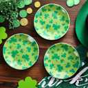6 Pcs 6 Inch St. Patrick's Day Ceramic Decorative Plate Irish Shamrock Tableware Plate Leaf Clover Display Dish for St. Patrick's Celebration, Dinner Party, Wedding(Light Green)